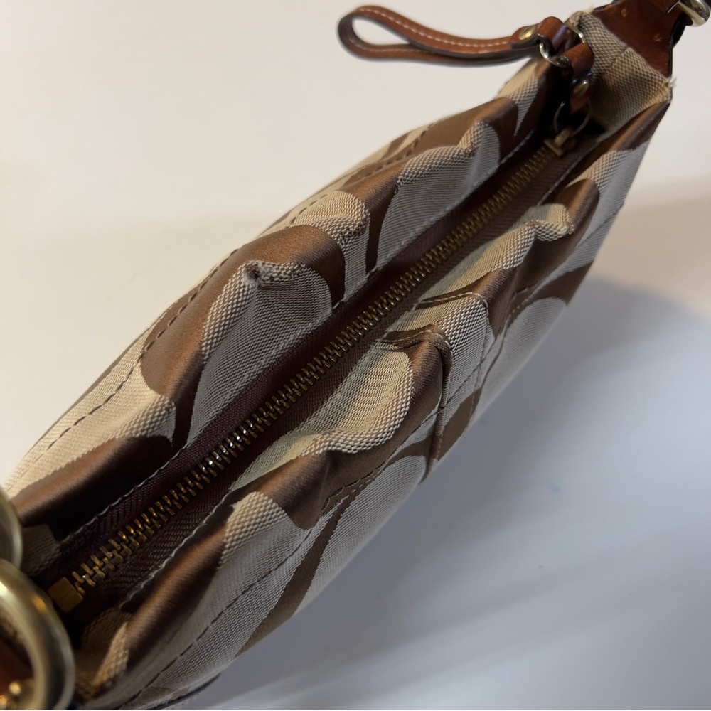 Coach Vintage Y2K Brown Big C Logo pattern Canvas Small Shoulder Wristlet Bag - Picture 16 of 16
